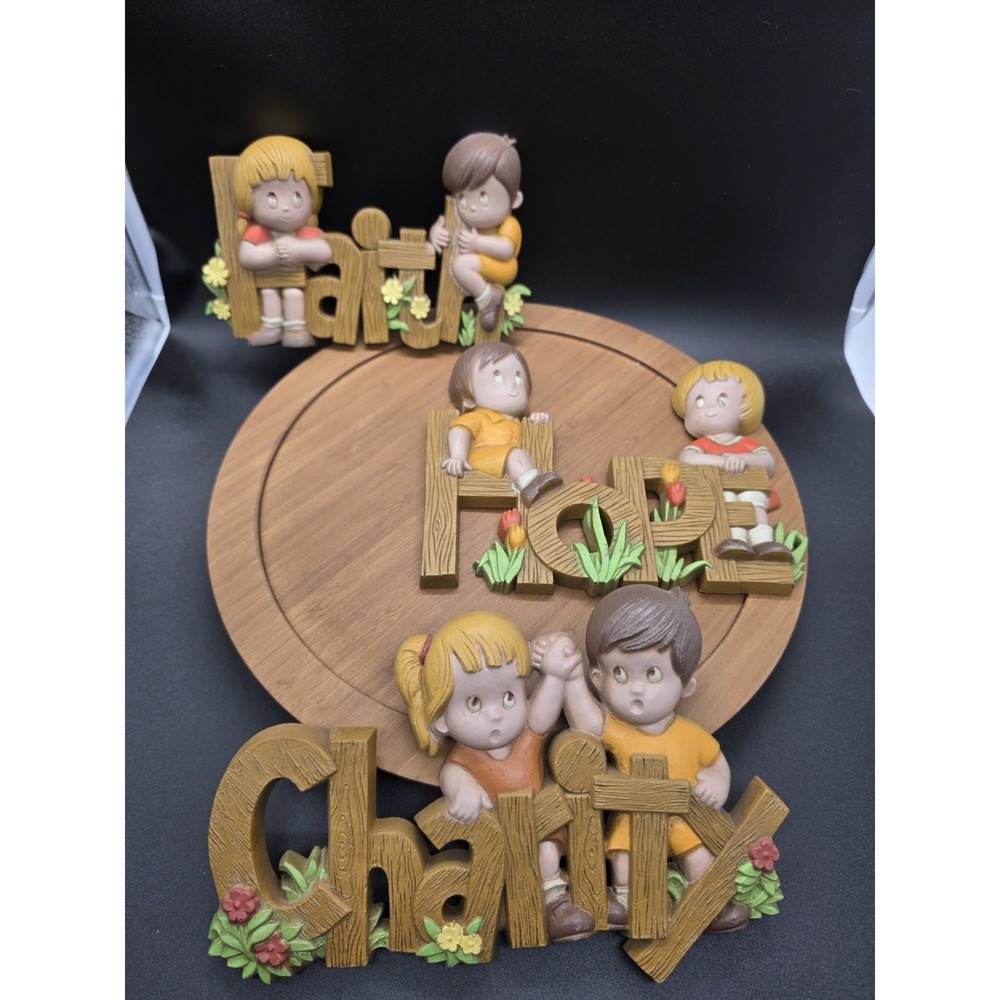 Burwood Wall‎ Plaques Faith Hope Charity VTG 2600 2601 2602 Childs Nursery Decor